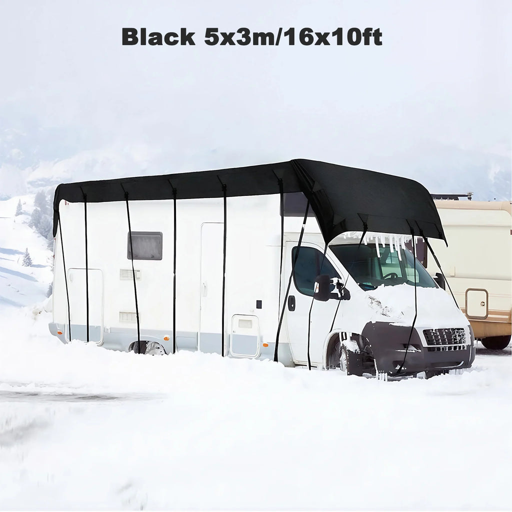 Heavy Duty RV Roof Cover Waterproof UV Resistant Fits 16-37 ft RVs Travel Trailers Class A/B/C Motorhomes Popup & Truck Campers