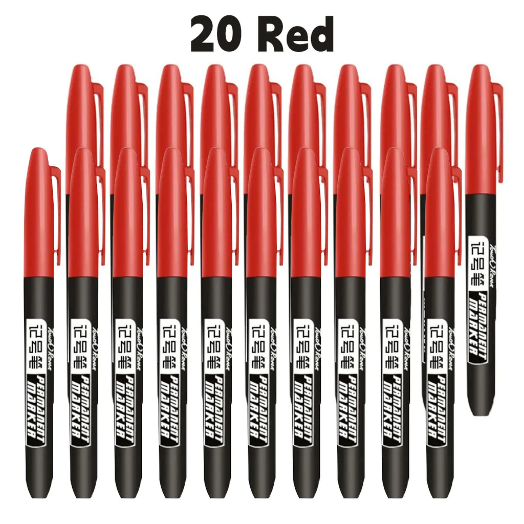6-20PCs/Set Permanent Marker Pen Fine Point Waterproof Markers Thin Nib Crude Nib Black Blue Red Ink 1.5mm Fine Color Marker Pens