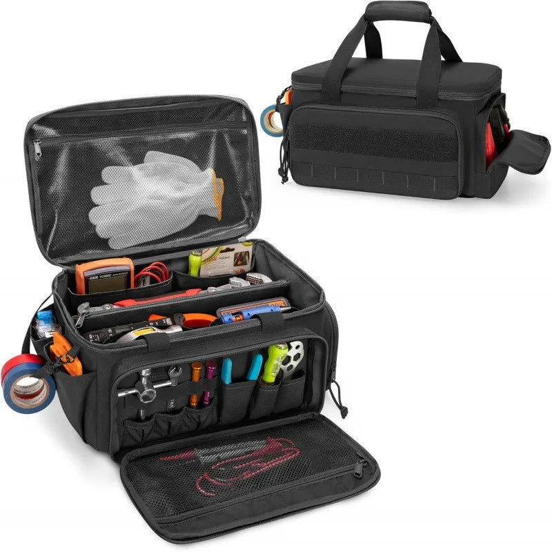 14" Heavy Duty Tactical Tool Bag Non-Slip Base Multipurpose Work Organizer for Handyman, Carpenter, Durable Portable Tool Storage