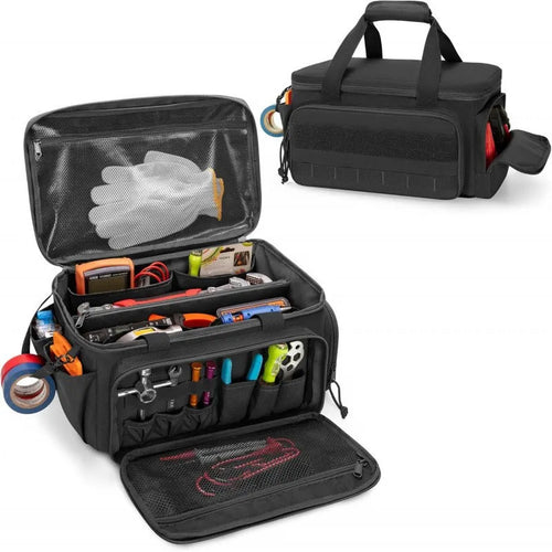 14" Heavy Duty Tactical Tool Bag Non-Slip Base Multipurpose Work Organizer for Handyman, Carpenter, Durable Portable Tool Storage