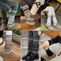 1/6 Pairs Fair Island Autumn/Winter Retro Art Stacked Socks Set Coarse Thread Knitted Snowflake Look Thin Warm Grey Leg Cover