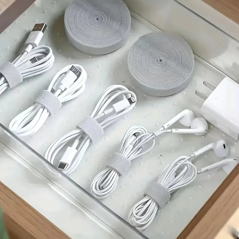 1PC 10mm 5m Data Cable Management Cable Tie Reusable Removable Multi-purpose Wire Organizer Data Cable Storage Tape Plant Fixati