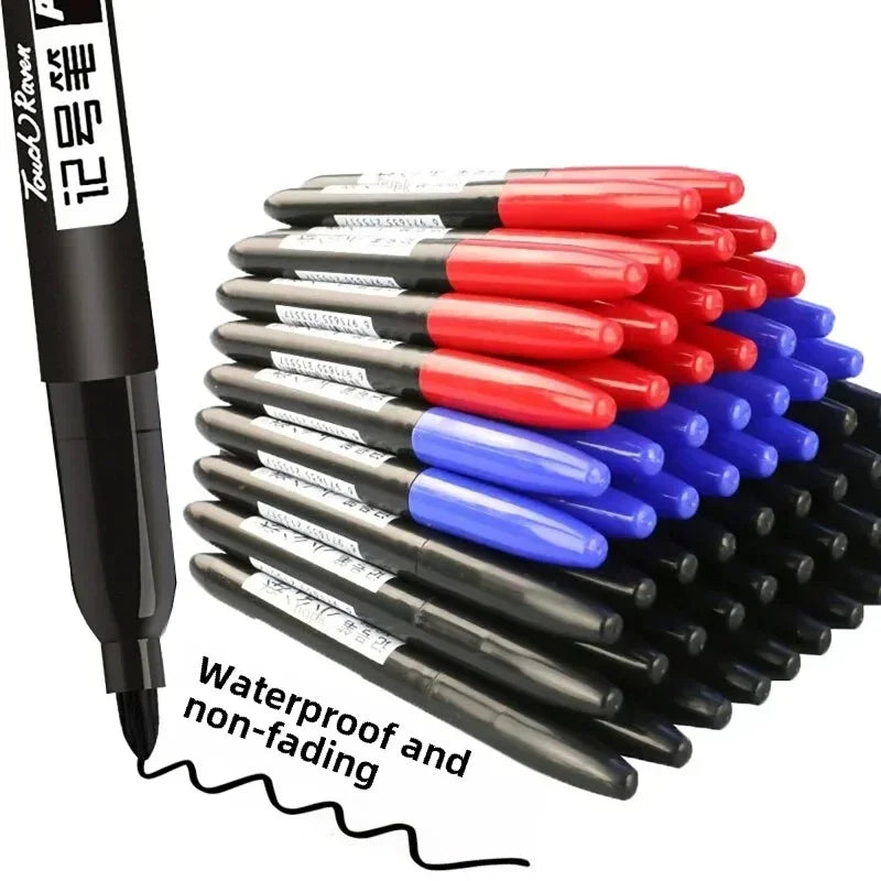6-20PCs/Set Permanent Marker Pen Fine Point Waterproof Markers Thin Nib Crude Nib Black Blue Red Ink 1.5mm Fine Color Marker Pens