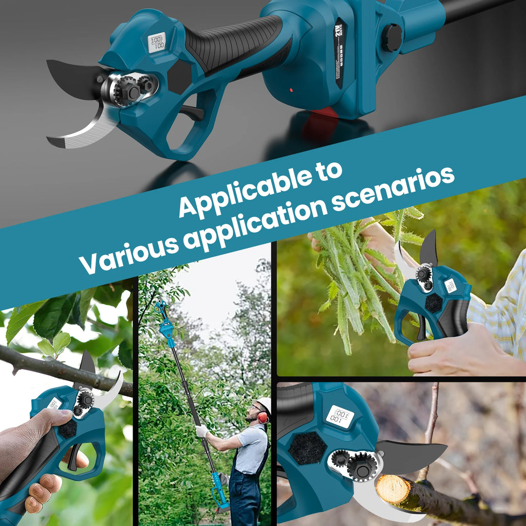 40mm Brushless Electric Pruning Shears 2 Gears Cordless Rechargeable Fruit Tree Bonsai Pruning Power Tool For Makita 18V Battery