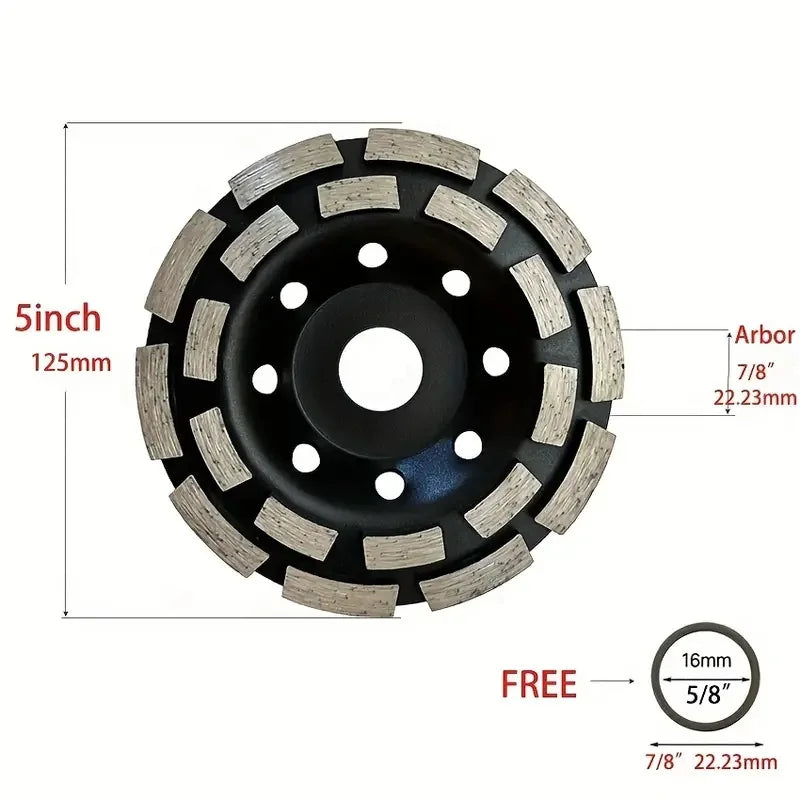 Diamond cup Concrete Grinding wheel 125mm 100mm Double Row Diamond Angle Grinder Cup Disc for Concrete Stone Ceramic Turbo