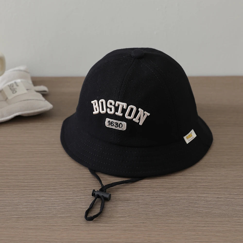 Kids Fisherman Caps Spring Autumn Infant Baby Boys BOSTON Embroidered Sun Hats Toddler Accessories Girls Bucket Hat