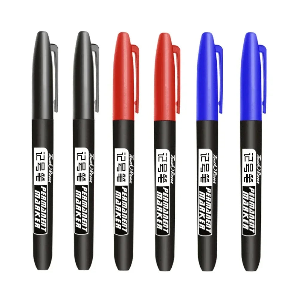 6-20PCs/Set Permanent Marker Pen Fine Point Waterproof Markers Thin Nib Crude Nib Black Blue Red Ink 1.5mm Fine Color Marker Pens