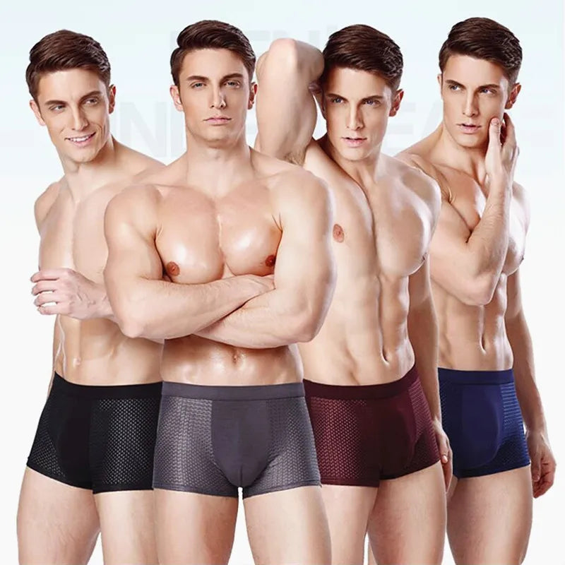 5xl 6xl 7xl 8xl plus size panties man mesh underwear men boxers bamboo fiber mens boxer briefs Breathable Underpants male 4pcs