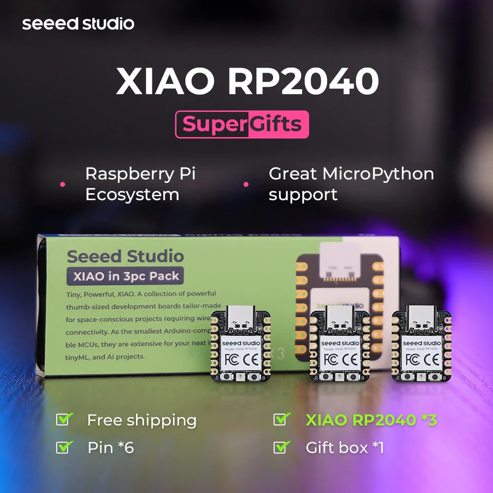 RP2040 - Seeed Studio XIAO RP2040 Microcontroller, with Dual-Core ARM Cortex M0+ Processor, Arduino, MicroPython and CircuitPython