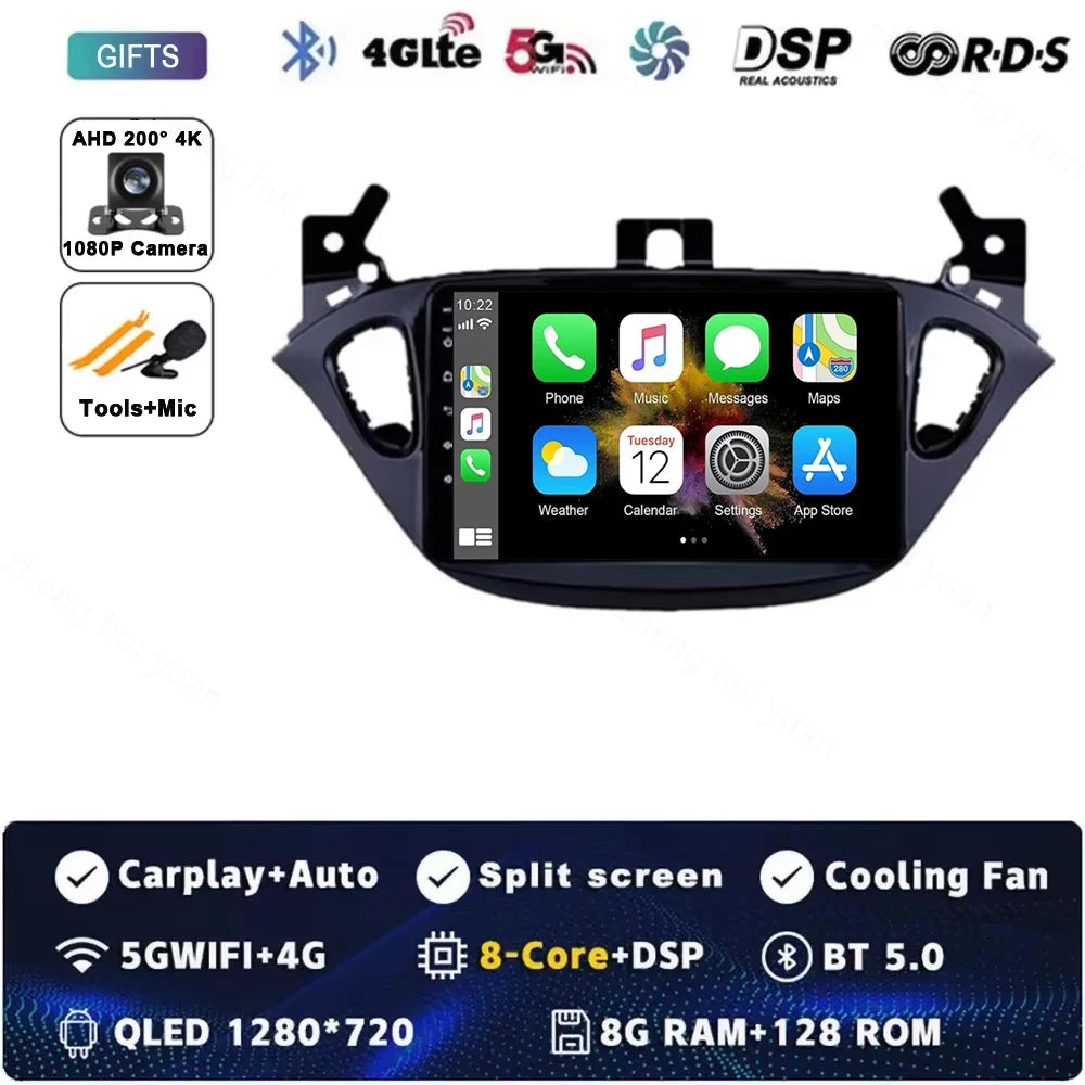Android 15 for Opel Corsa E 2014 - 2019 Car Radio Audio Multimedia GPS Navigation Stereo System Carplay Auto WIFI 4G DSP