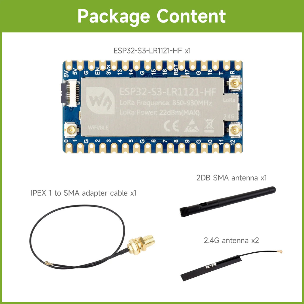 Waveshare ESP32-S3 LoRa Development Board, Integrates LR1121 Third-Generation RF Chip, Supports Sub-GHz/2.4GHz LoRa Wireless