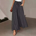 1pcs Bohemian Style Wide Leg Pants Elastic Waist Polka Dot Print Long Skirt Pants for Women