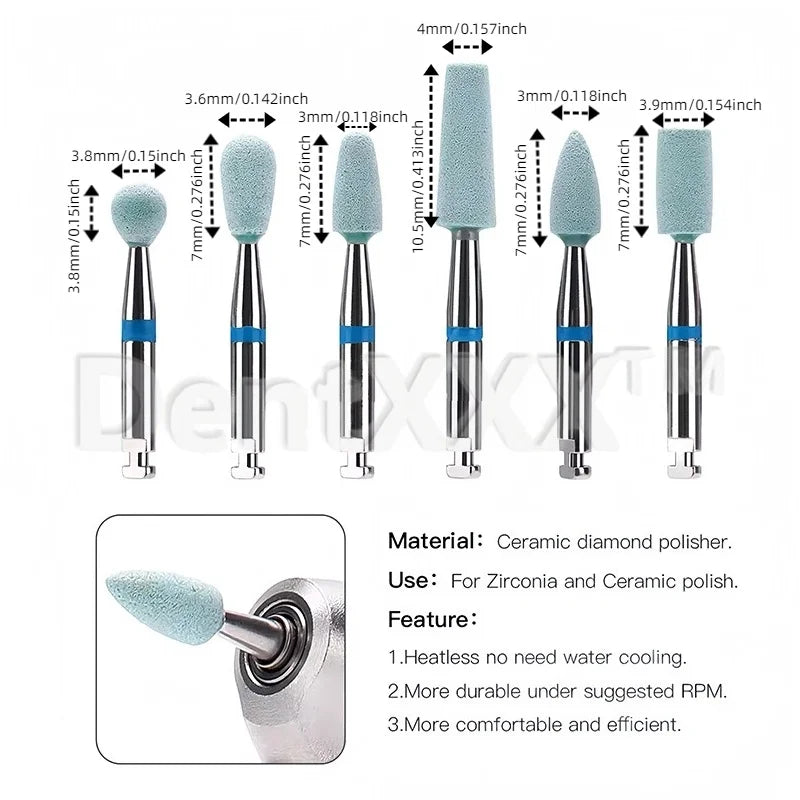 1 Pcs/6 Pcs RA Shaft Ceramic Diamond Grinding Heads, Suitable for Grinding and Polishing Metal, Ceramic and Other Materials