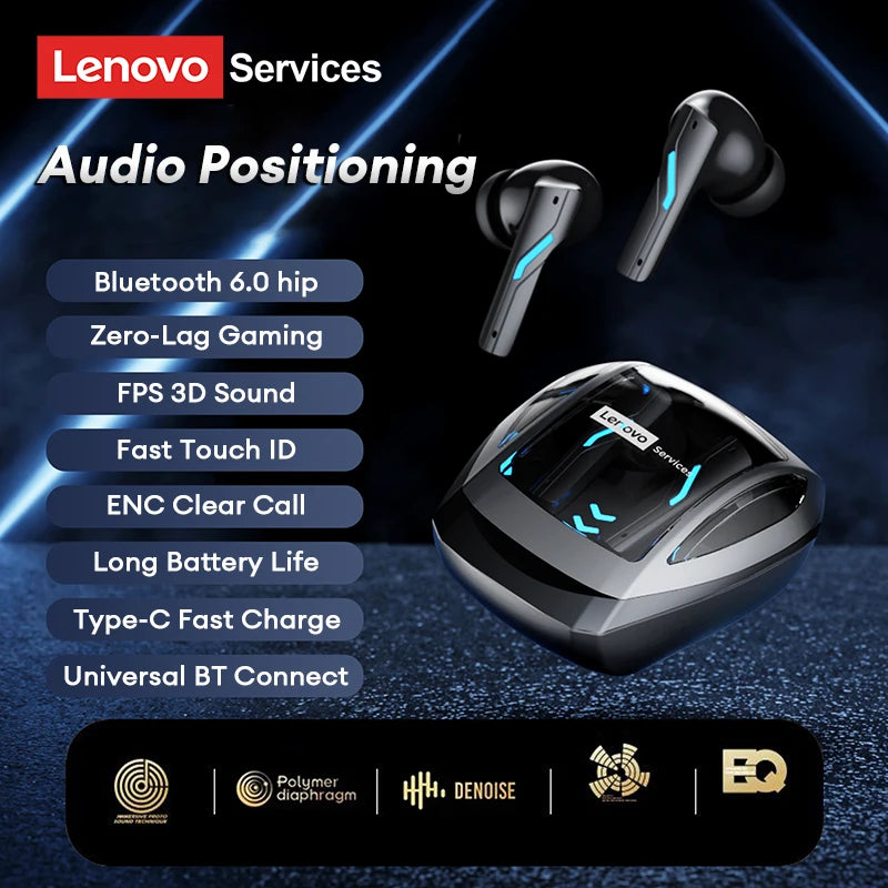 NEW Lenovo GT100 Smart AI Bluetooth Wireless Esports Earphones Real Time Translator Gamer Headphones Ultra-Low Latency With Mic