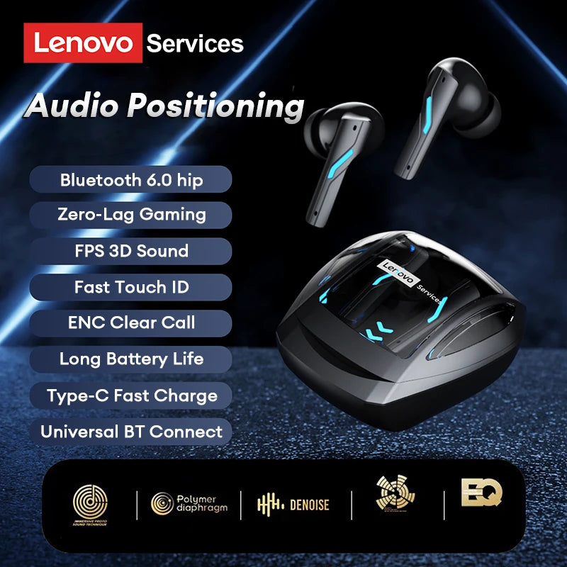NEW Lenovo GT100 Smart AI Bluetooth Wireless Esports Earphones Real Time Translator Gamer Headphones Ultra-Low Latency With Mic