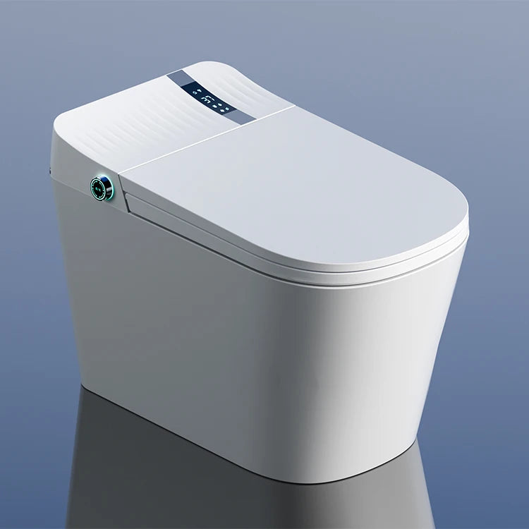 Economical Intelligent Elongated Toilet-Radar Sensor Auto Flush Heated Seat Remote Control S-trap Drainage Floor Mounted Simple