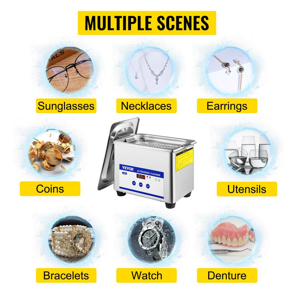 SucceBuy 800ml Ultrasonic Cleaner Portable Cleaning Washing Machine 35W Mini Lave-Dishes Ultrasound Bath Sonic Home Appliance